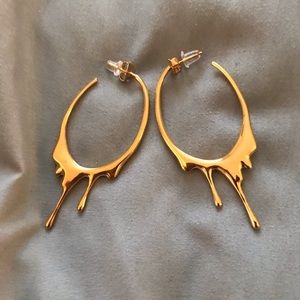 Marie June gold medium Dripping Oval earrings.